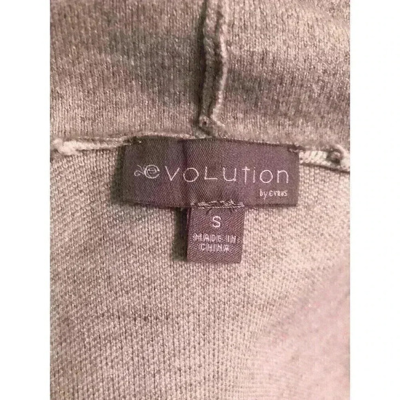 Evolution By Cyrus Small Beige And Taupe Open Front Draped Jacket Viscose Blend - Picture 4 of 5